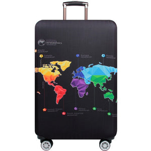 HMUNII World Map Design Luggage Protective Cover Travel Suitcase Cover Elastic Dust Cases For 18 to 32 Inches Travel Accessories